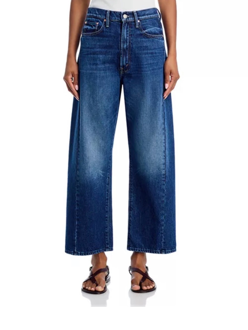 MOTHER The Half-Pipe Ankle Jeans Women’s 27 Wide Leg Barrel Crop Medium Wash - Picture 6 of 6